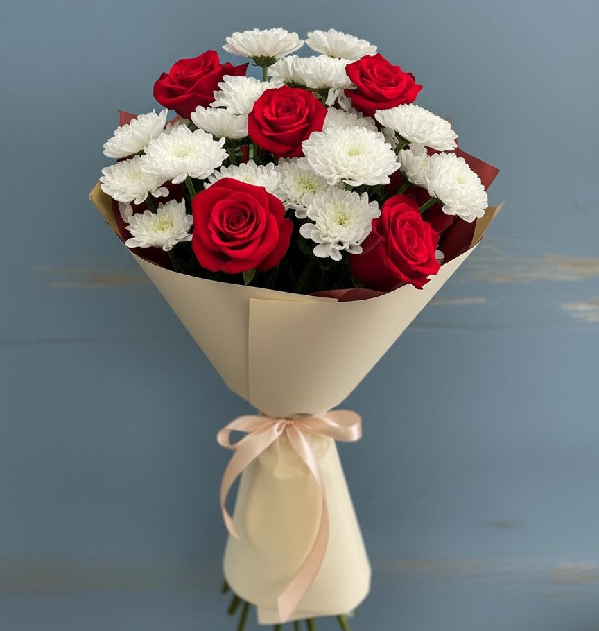 Букет цветов из: Розы и Хризантемы в Колодкино