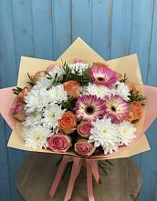 Букет цветов из:  Розы, Герберы и Хризантемы #REPLACE_PRED# Колодкино