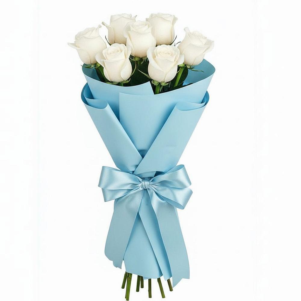 Букет 7 белых роз Проуд в Колодкино