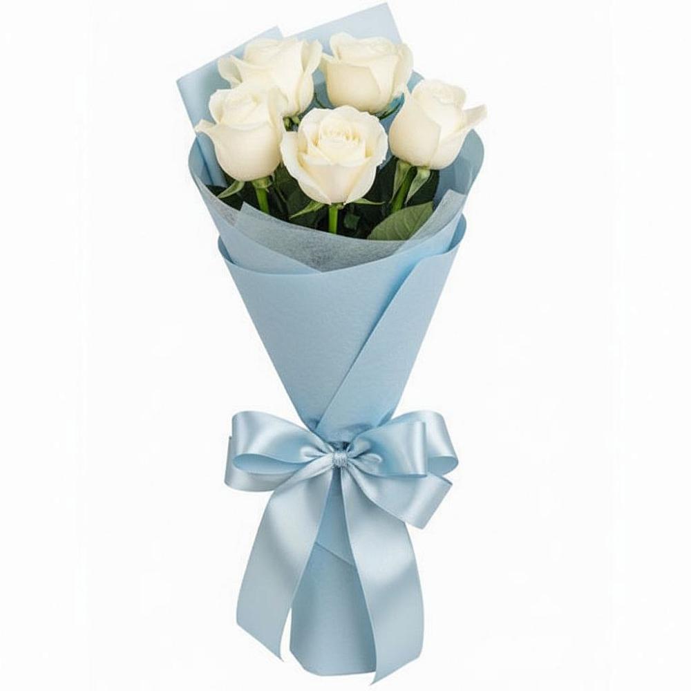 Букет 5 Белых роз Проуд в Колодкино