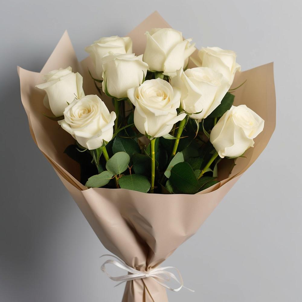 Букет 9 Белых роз Эдлесс Лав в Колодкино