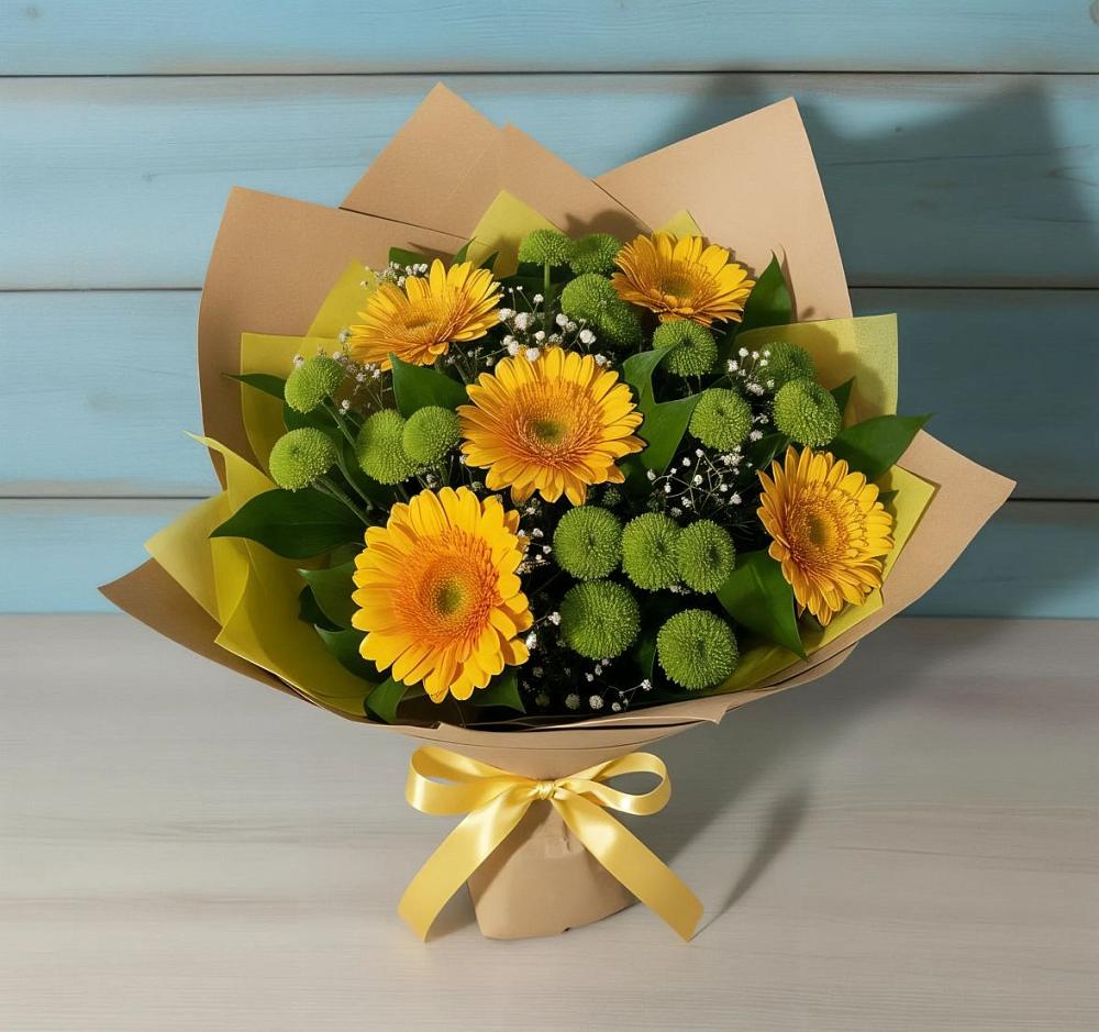 Букет цветов из: Герберы и Хризантемы в Колодкино