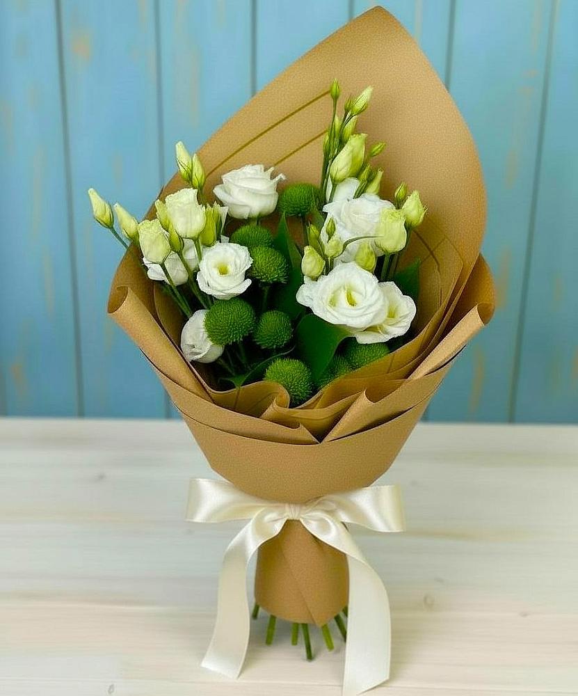 Букет цветов из: Хризантемы и Лизиантусы в Колодкино