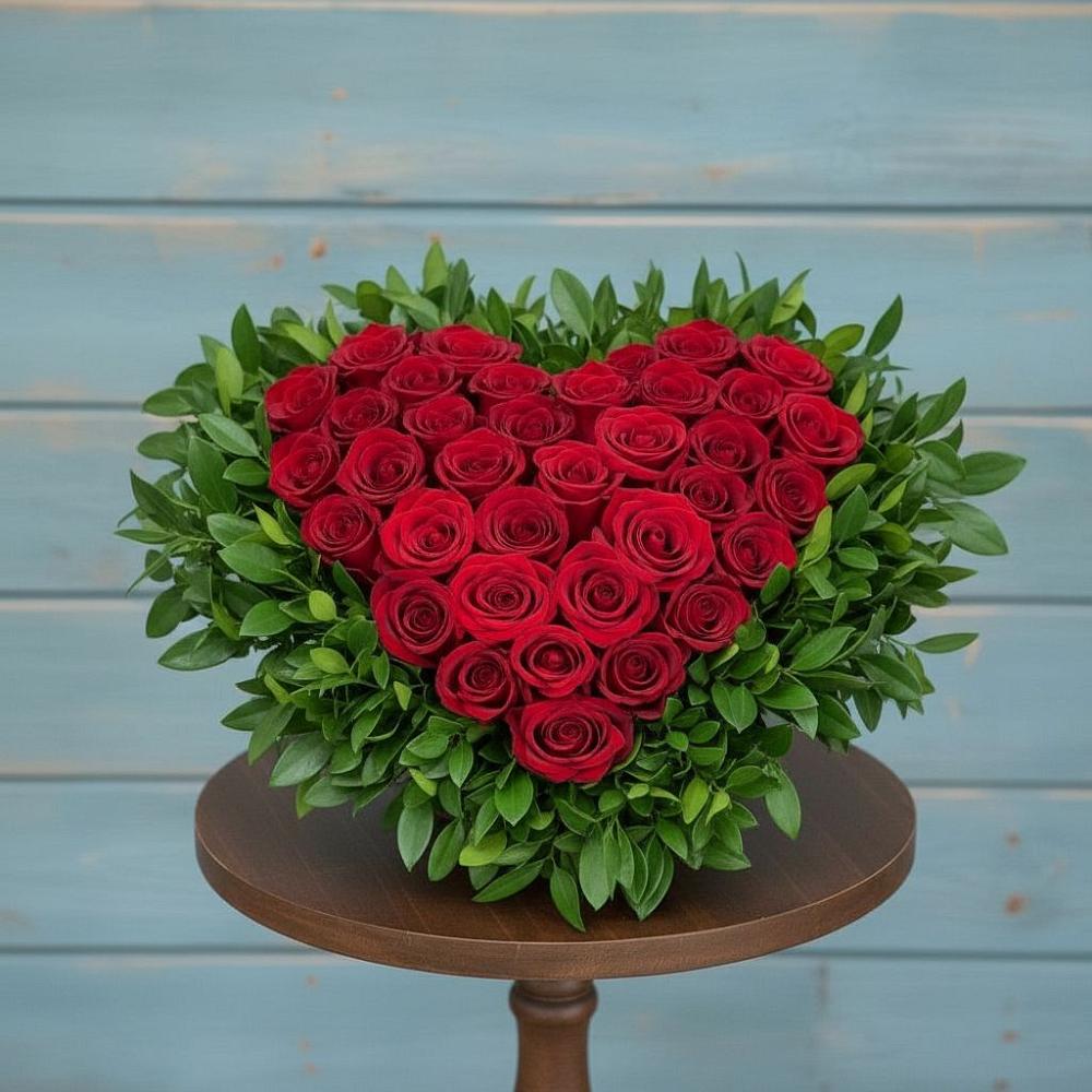 Цветочная композиция из Розы в виде сердца в Колодкино