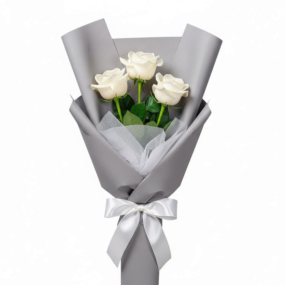 Букет 3 белые розы в Колодкино