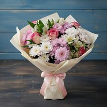 Букет цветов из:  Хризантемы, Альстромерии и Розы в Колодкино