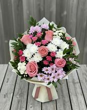 Букет цветов из:  Альстромерии, Гвоздики, Розы и Хризантемы в Колодкино