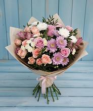 Букет цветов из:  Хризантемы, Розы и Альстромерии в Колодкино