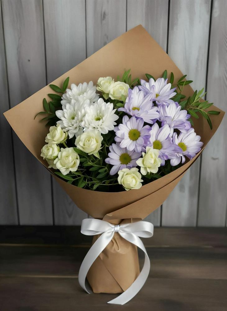 Букет цветов из: Хризантемы и Розы в Колодкино